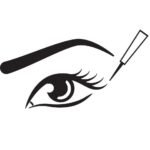 female eye and eyeliner makeup icon applying eyeliner scheme vector